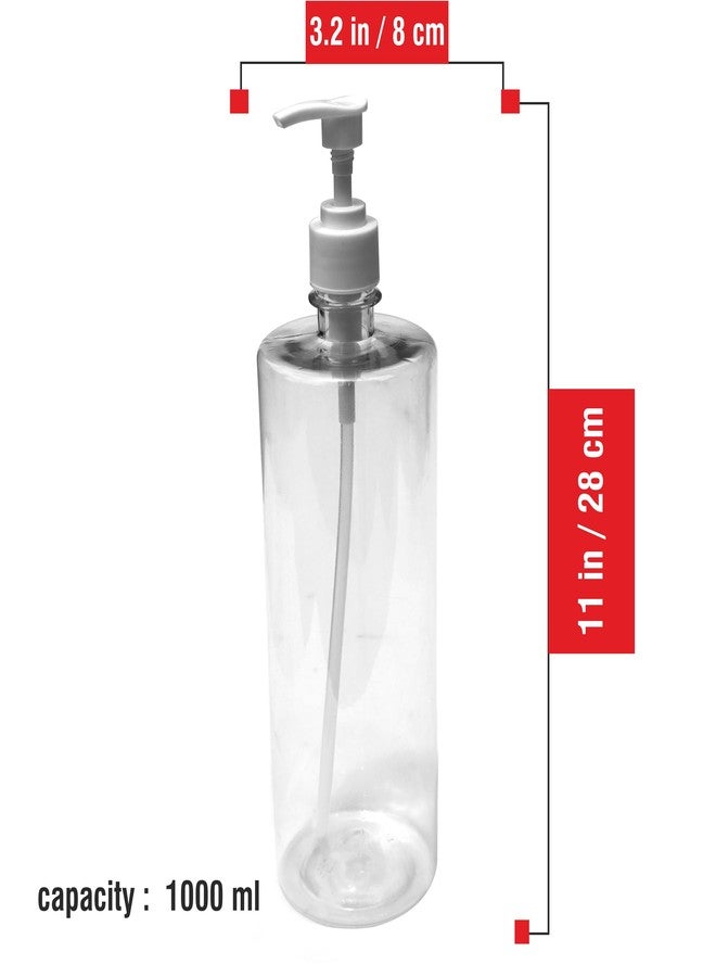 Pure Source India Empty Plastic Liquid Soap, Handwash, Sanitizer, Lotion, Shampoo Dispenser Bottles (1L) (2 PCS) - Image 3